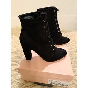 JustFab “Saige" Suede Lace-Up 4" Block Heeled Bootie Size 7.5
